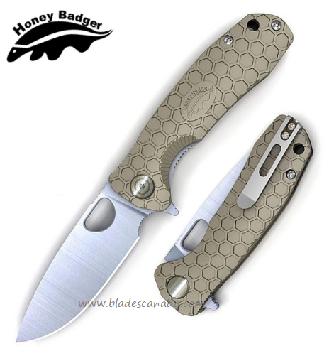 Honey Badger Mini Badger Flipper Folding Knife, FRN Tan, HB1022